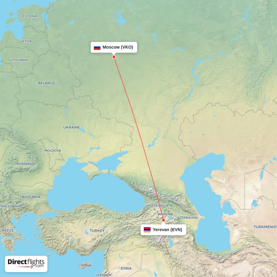 EVN - VKO route map