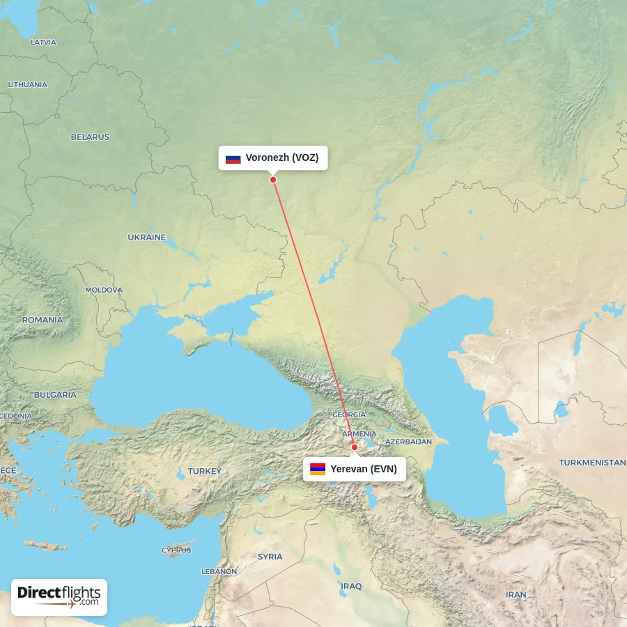 EVN - VOZ route map