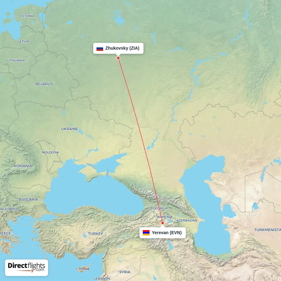 EVN - ZIA route map