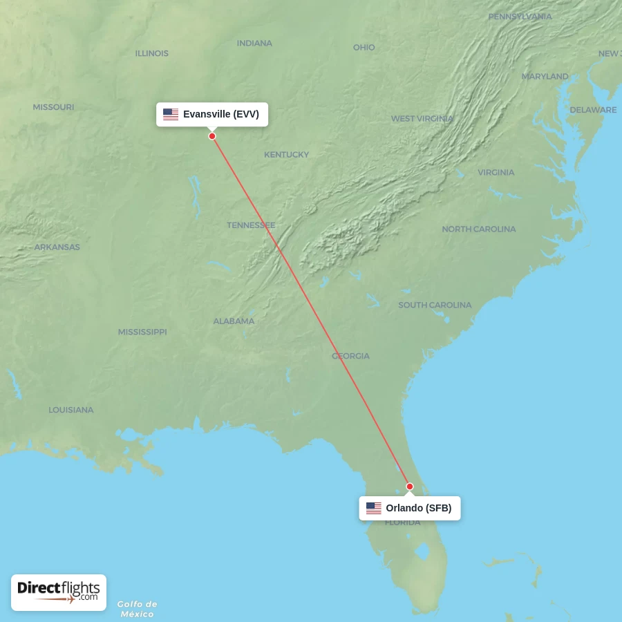 EVV - SFB route map
