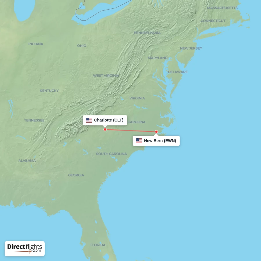 EWN - CLT route map
