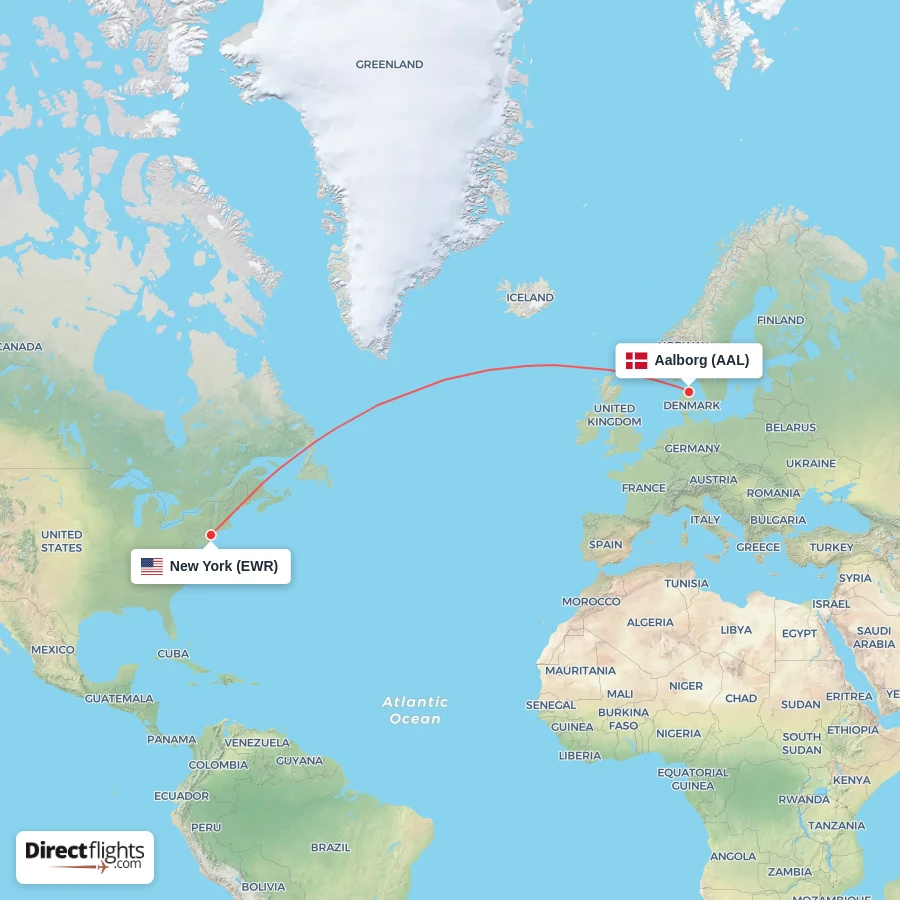 EWR - AAL route map