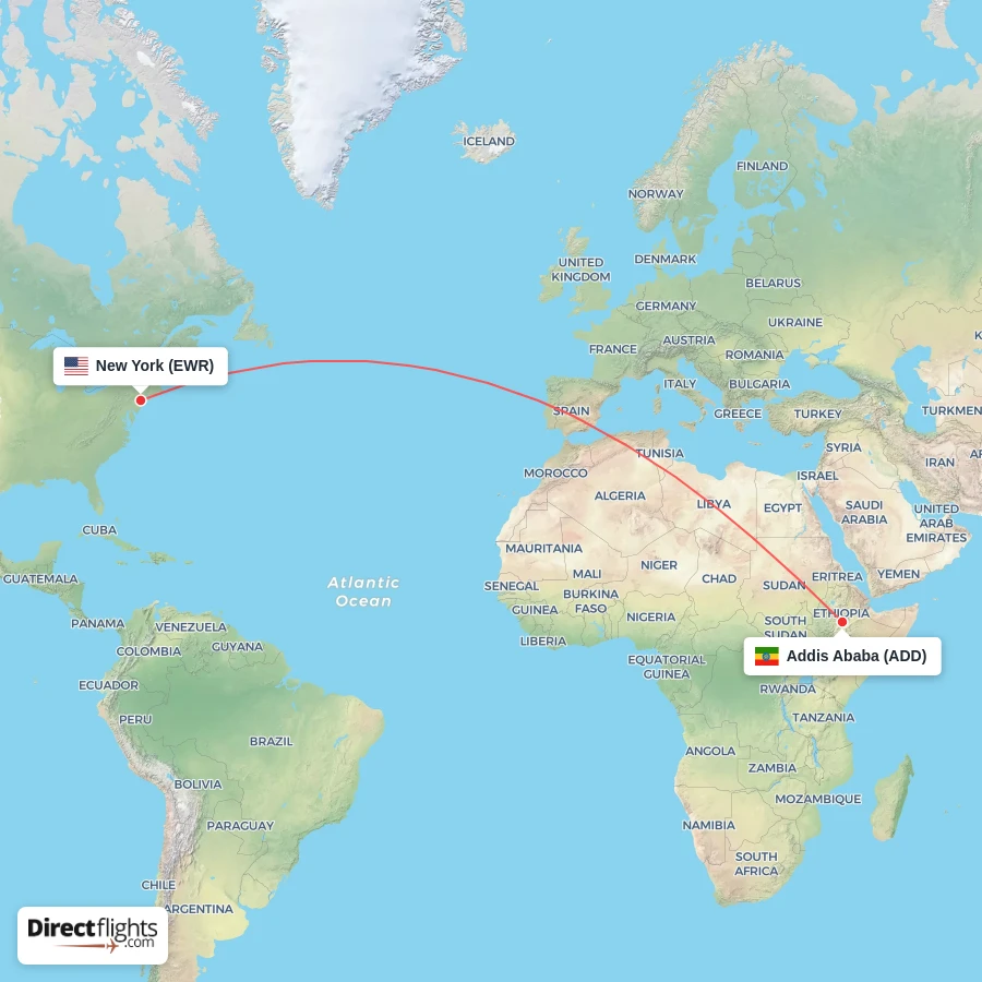 EWR - ADD route map