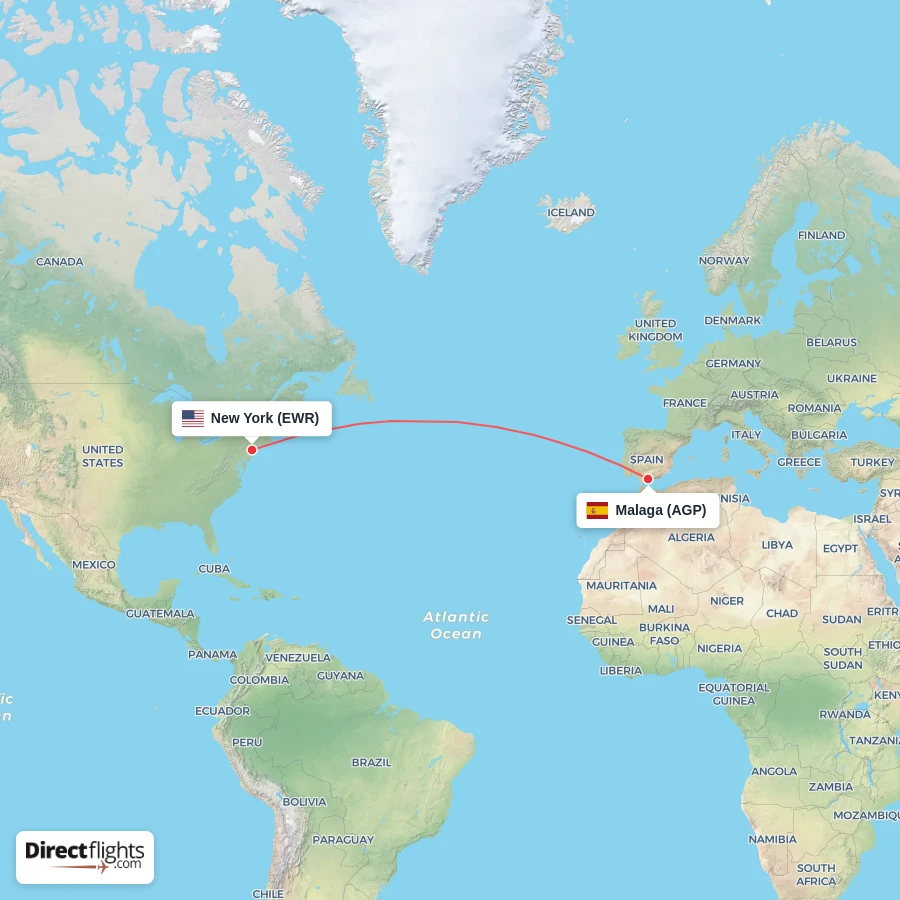 EWR - AGP route map