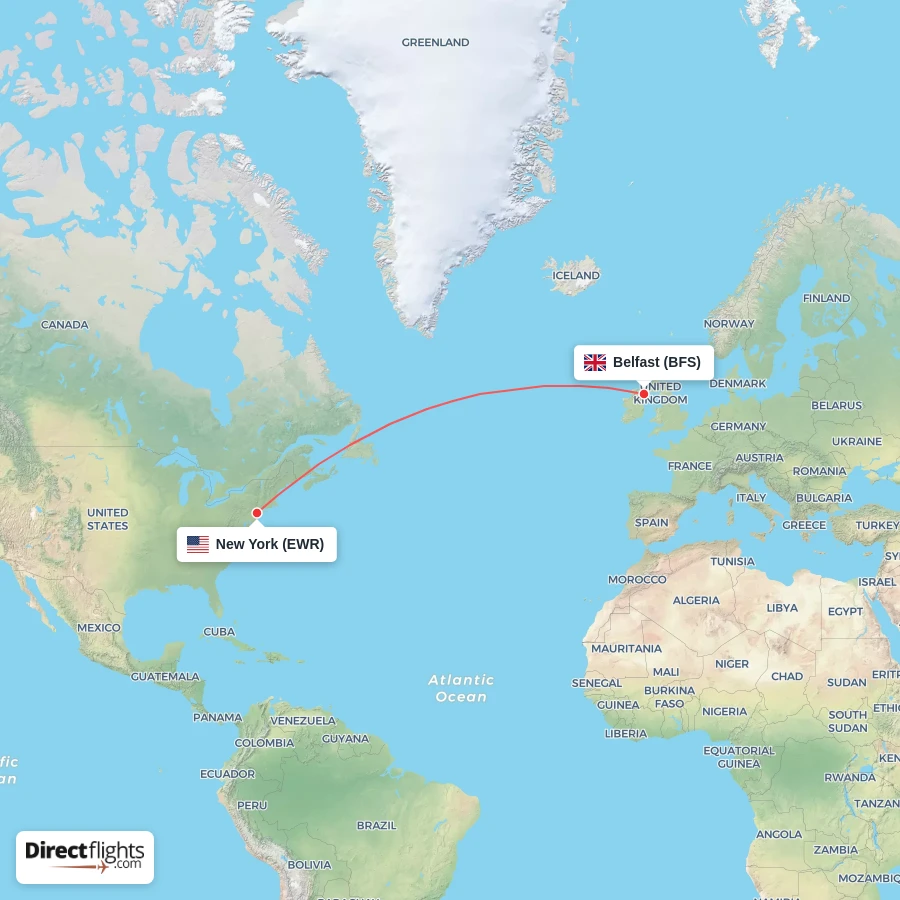 EWR - BFS route map