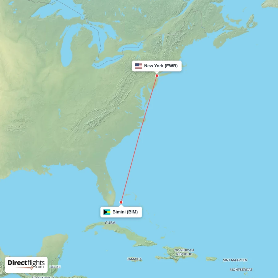 EWR - BIM route map