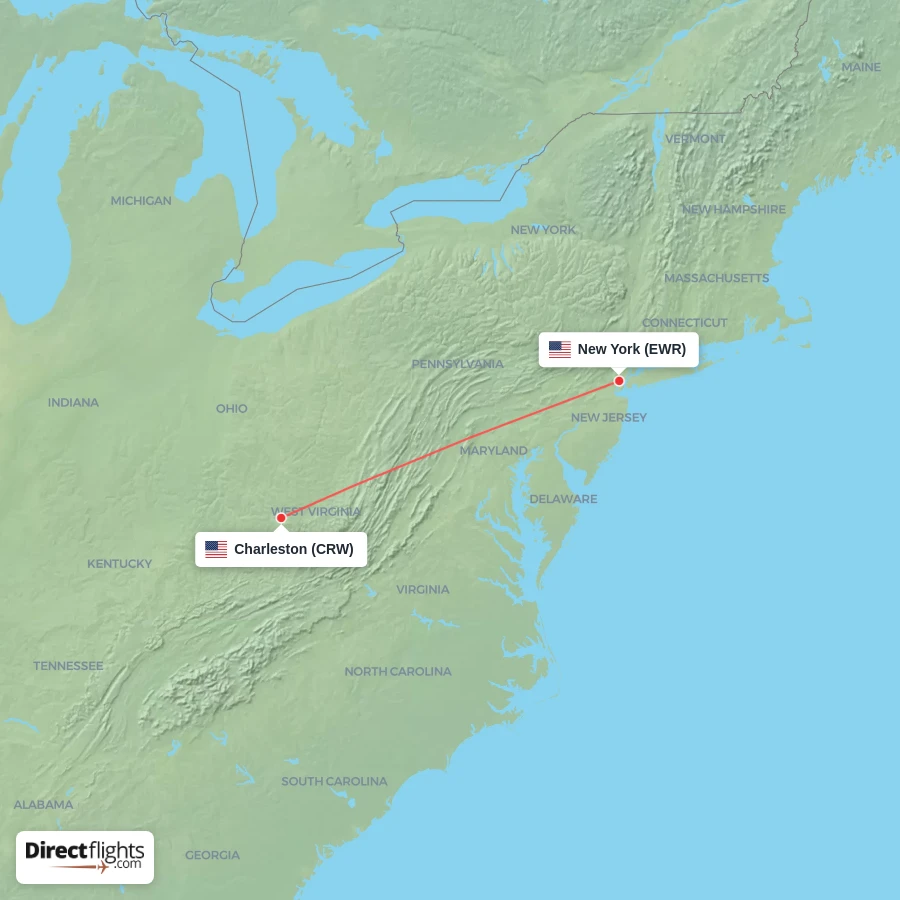 EWR - CRW route map