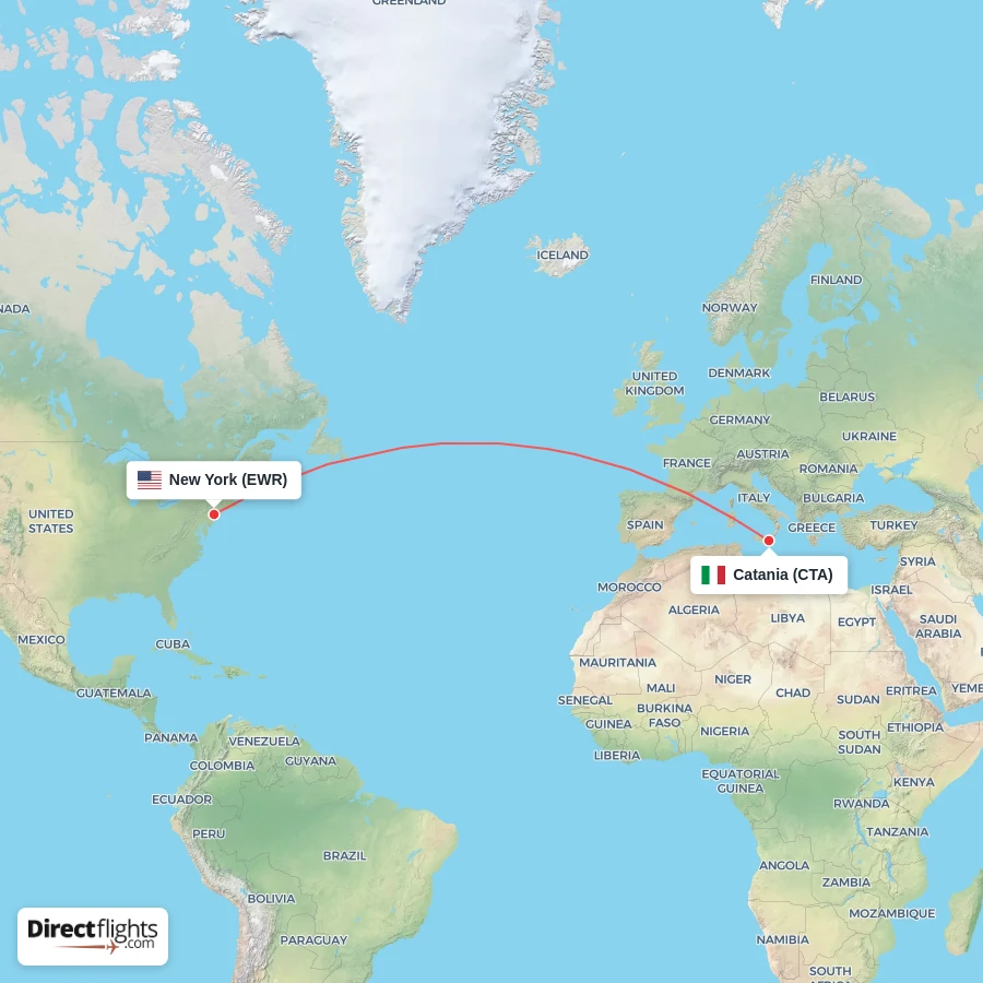 EWR - CTA route map