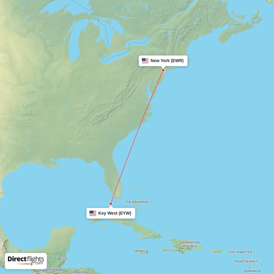 EWR - EYW route map