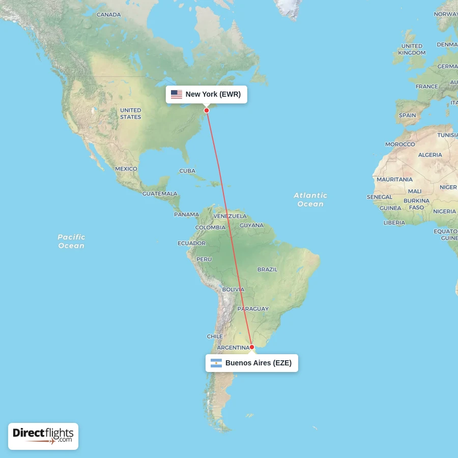 EWR - EZE route map