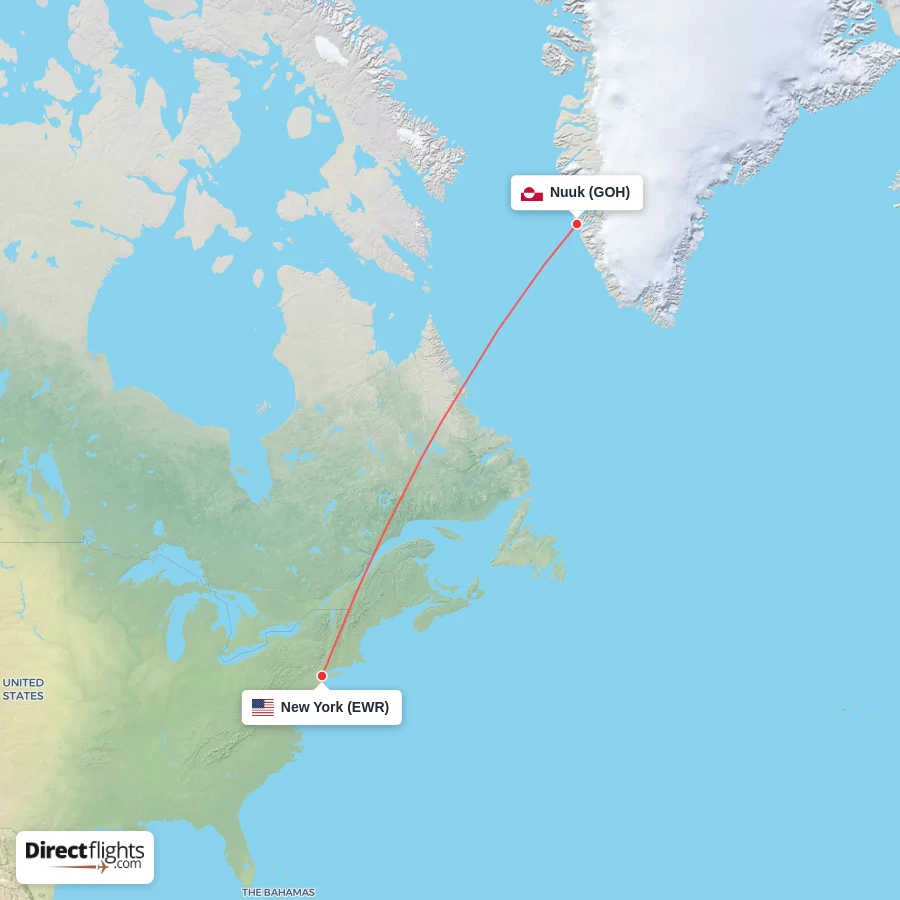 EWR - GOH route map