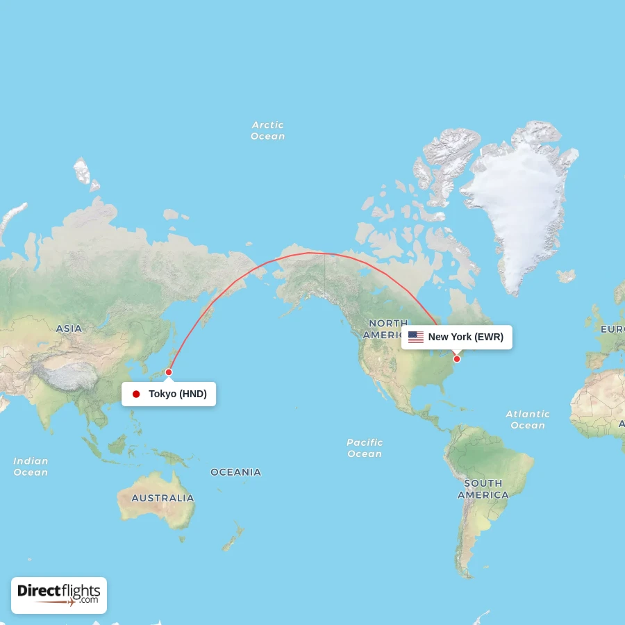 EWR - HND route map