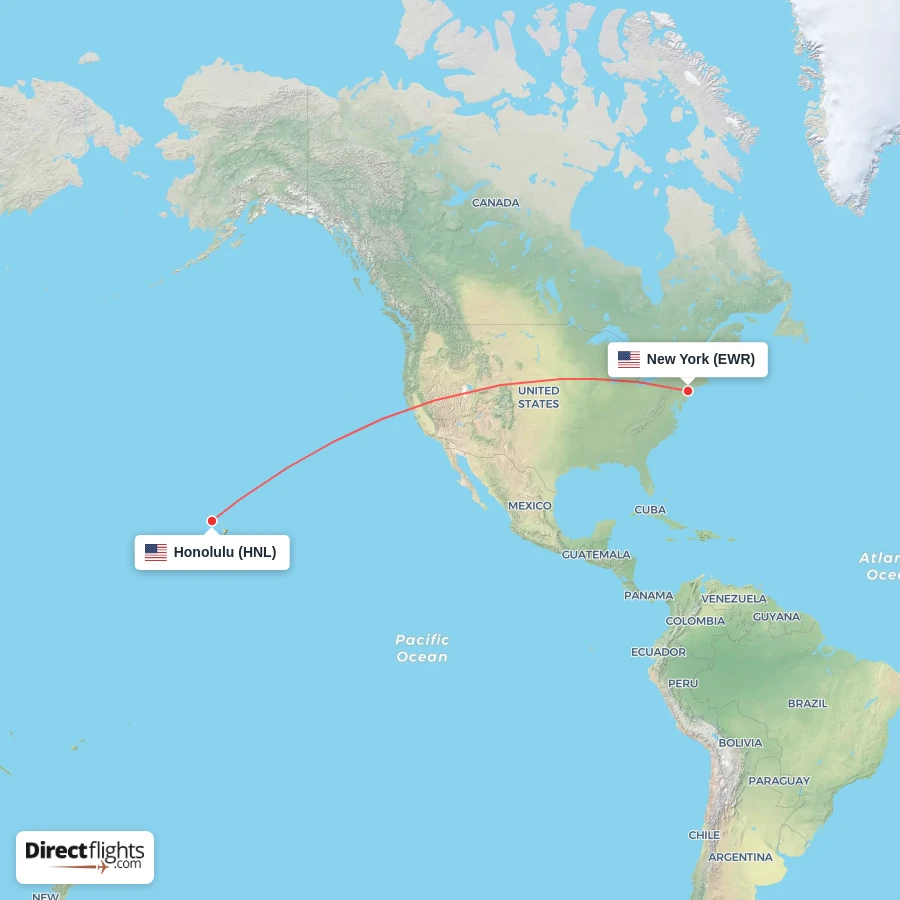 EWR - HNL route map