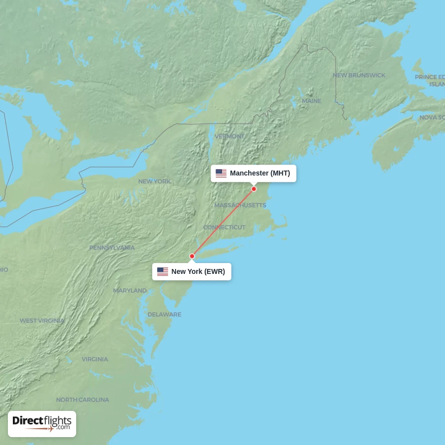 EWR - MHT route map