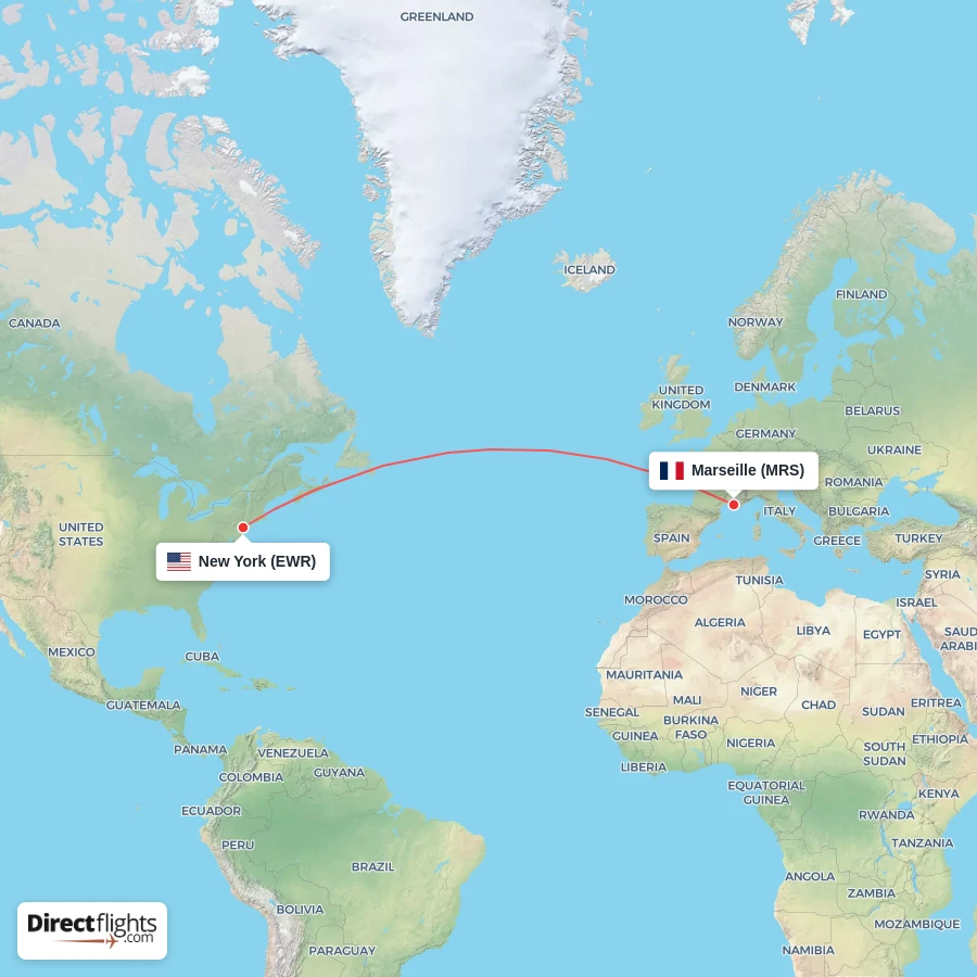 EWR - MRS route map
