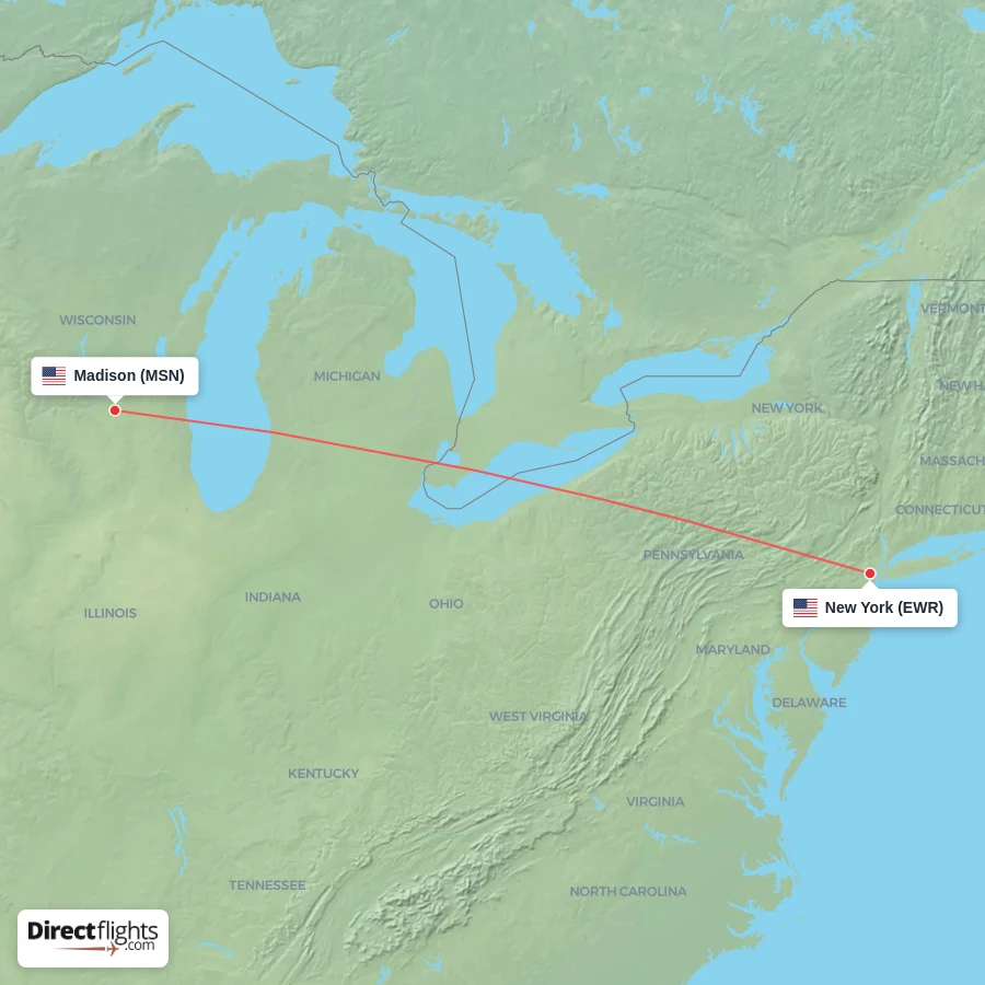 EWR - MSN route map