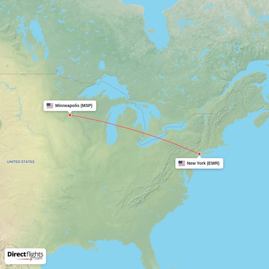 EWR - MSP route map