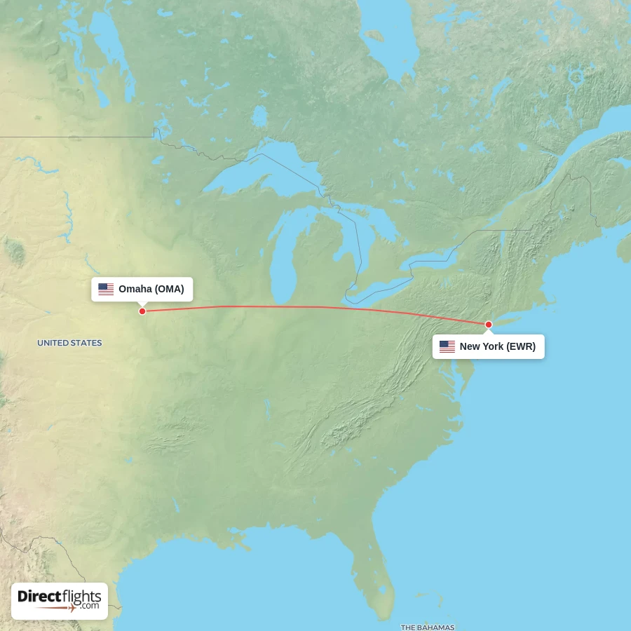 EWR - OMA route map