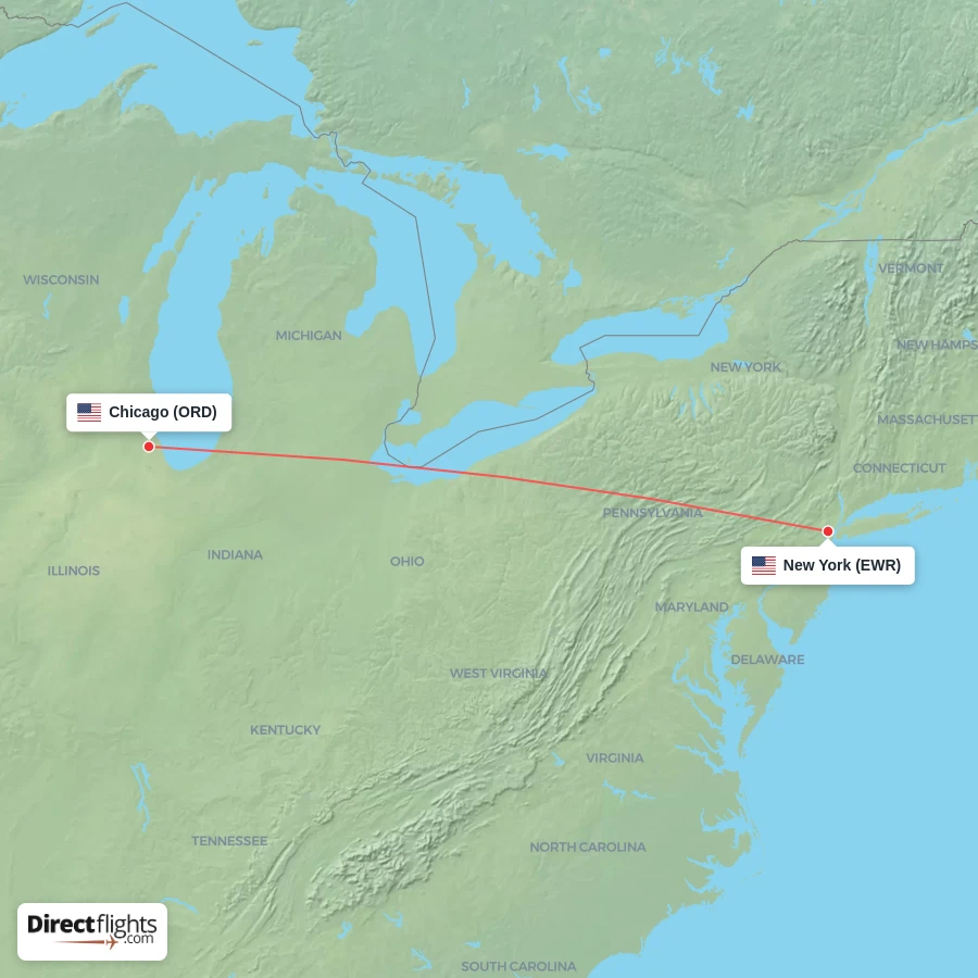 EWR - ORD route map