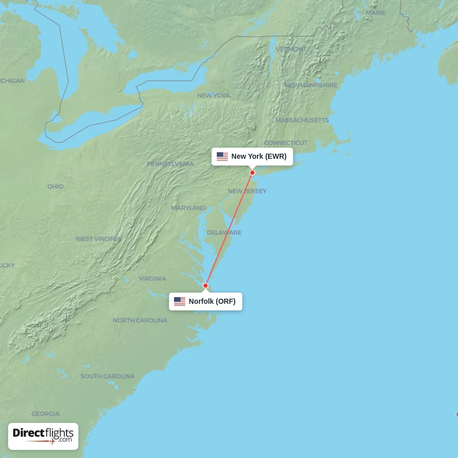 EWR - ORF route map