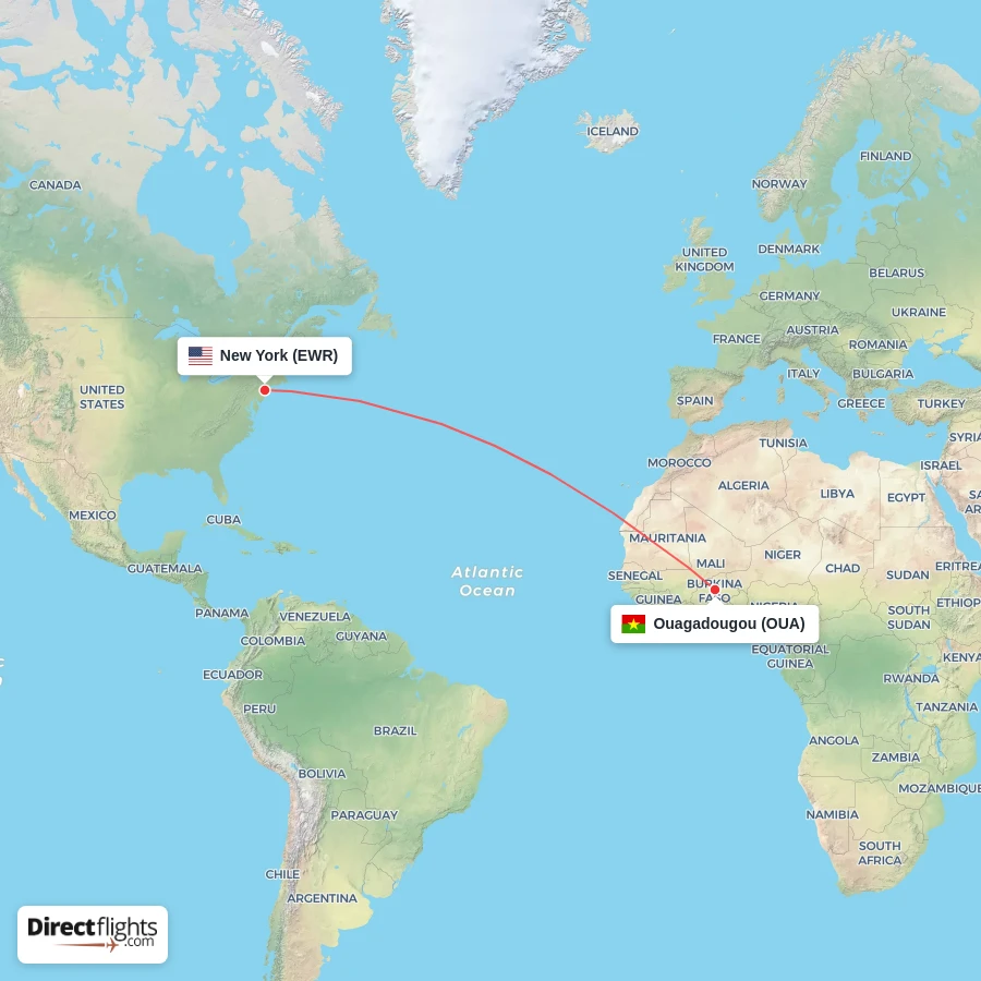 EWR - OUA route map