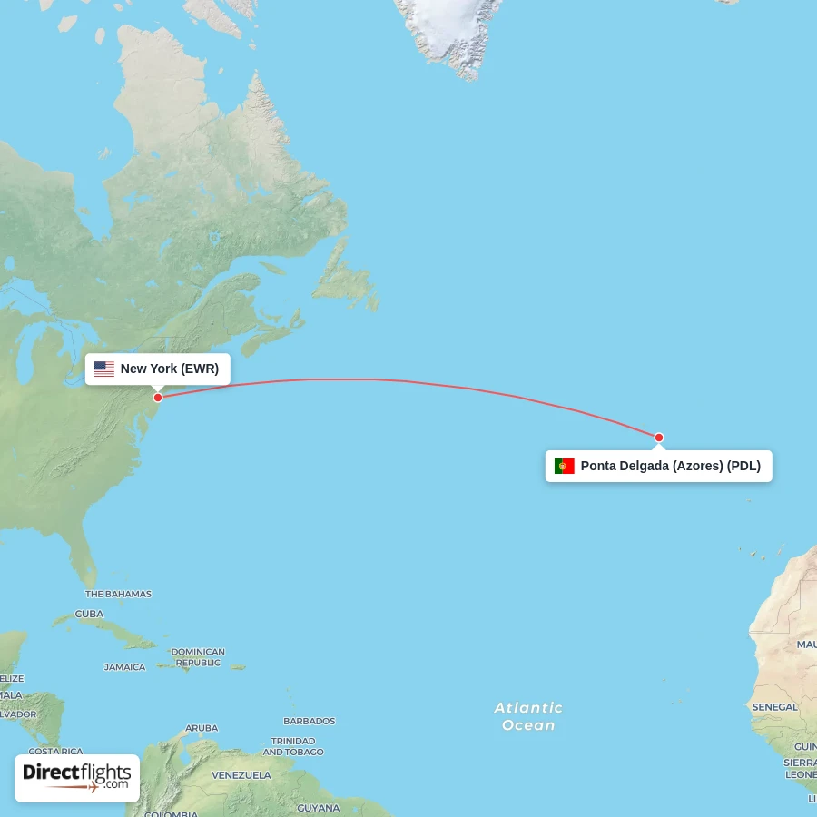 EWR - PDL route map