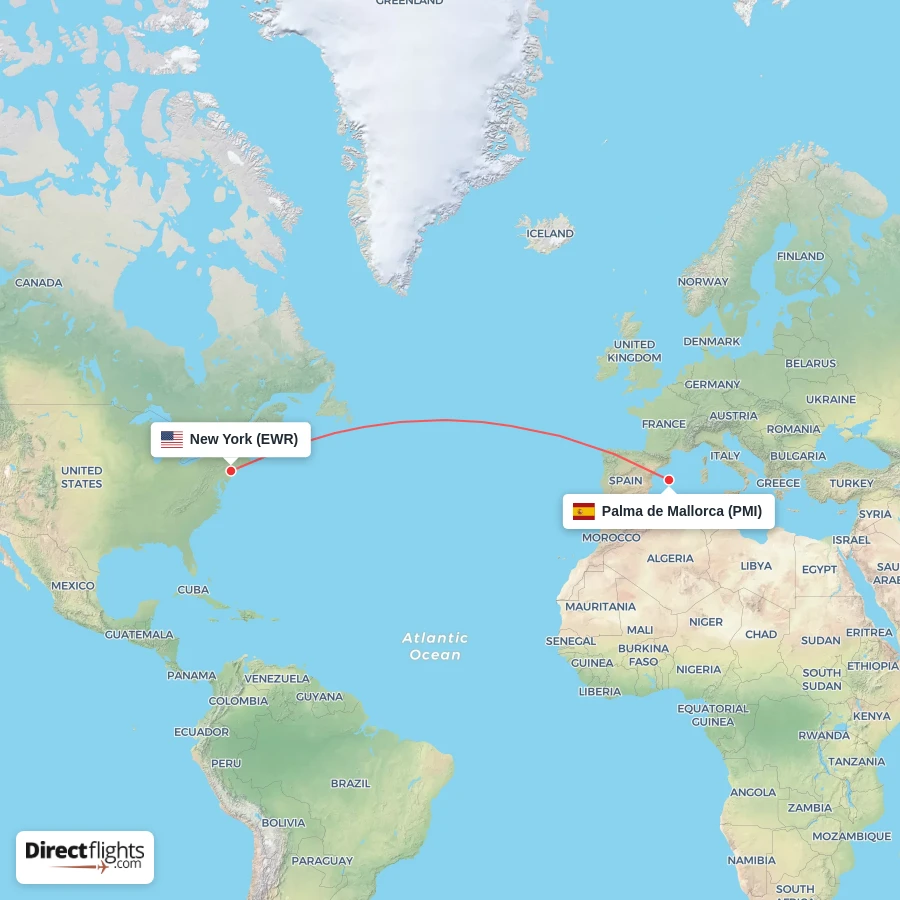 EWR - PMI route map