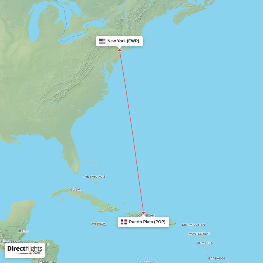 EWR - POP route map