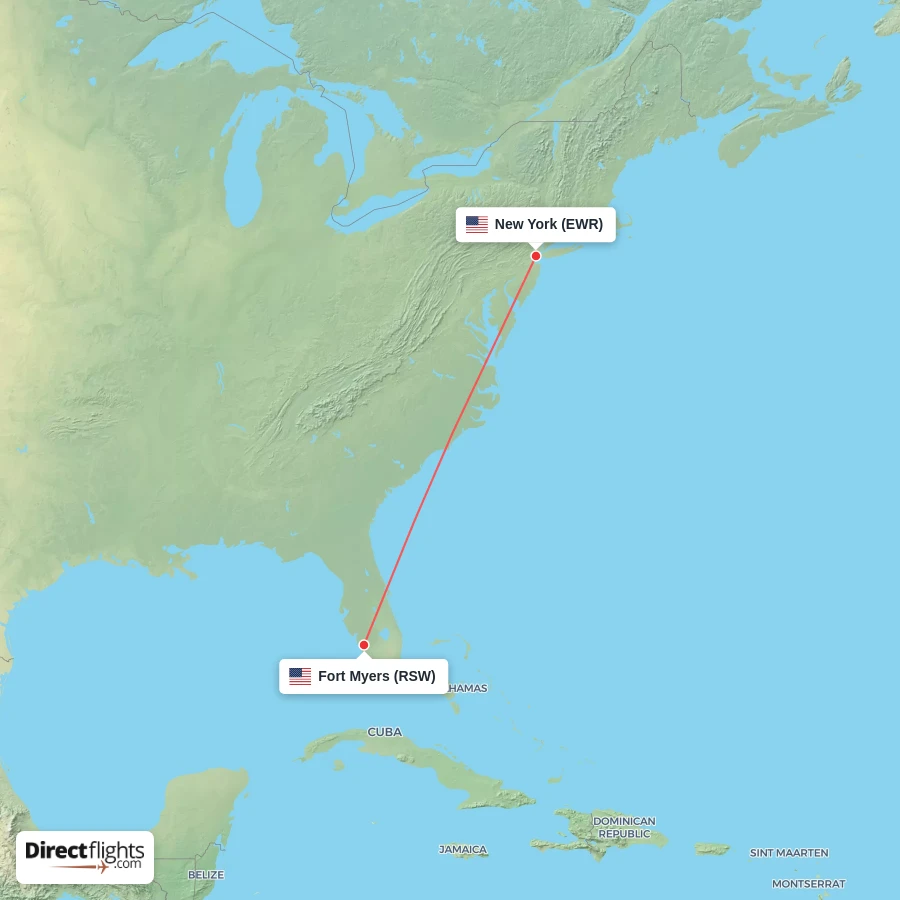 EWR - RSW route map