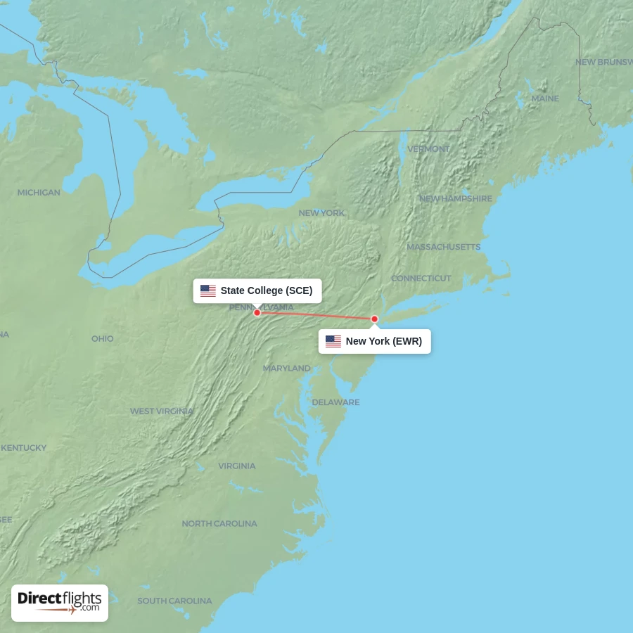 EWR - SCE route map