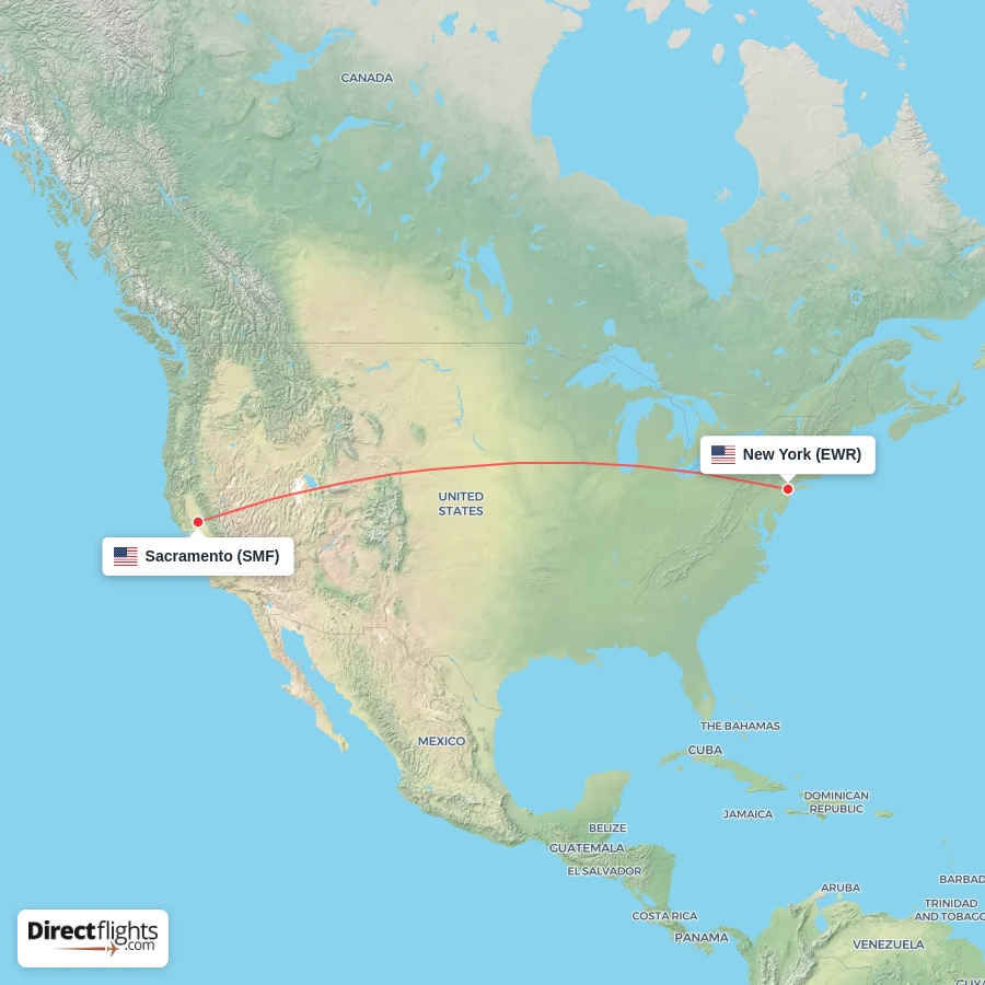 EWR - SMF route map