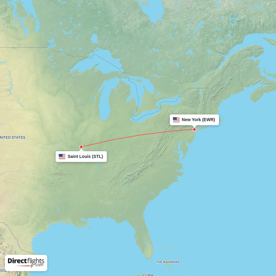 EWR - STL route map