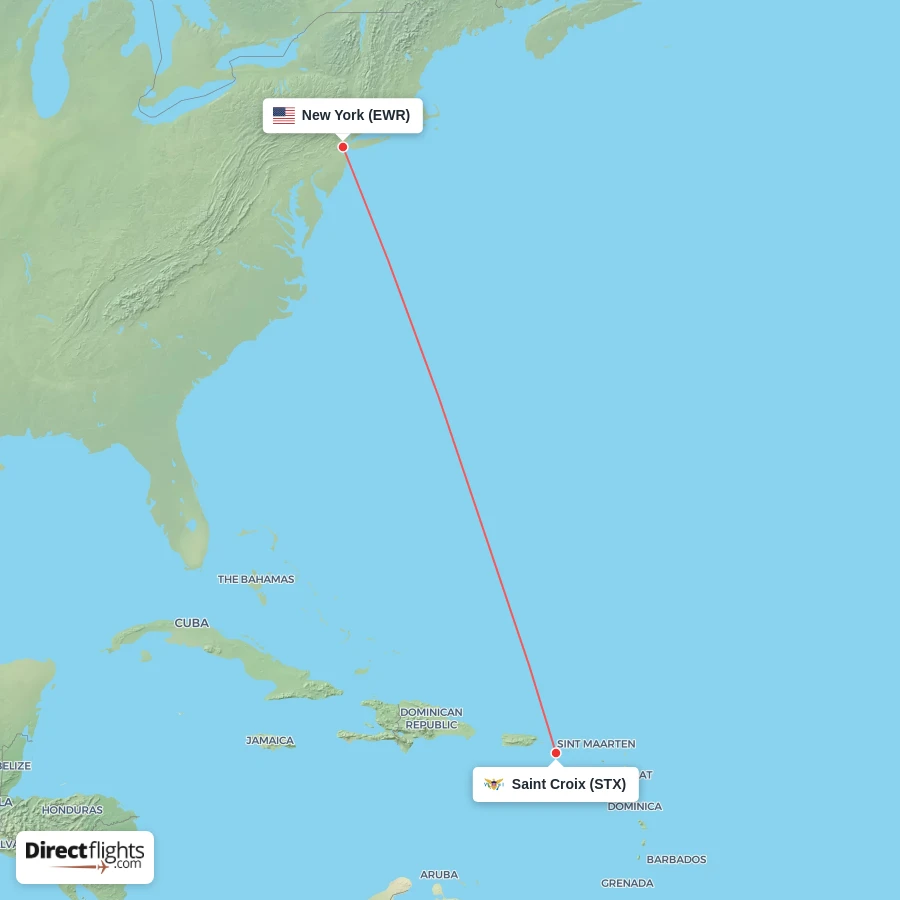 EWR - STX route map