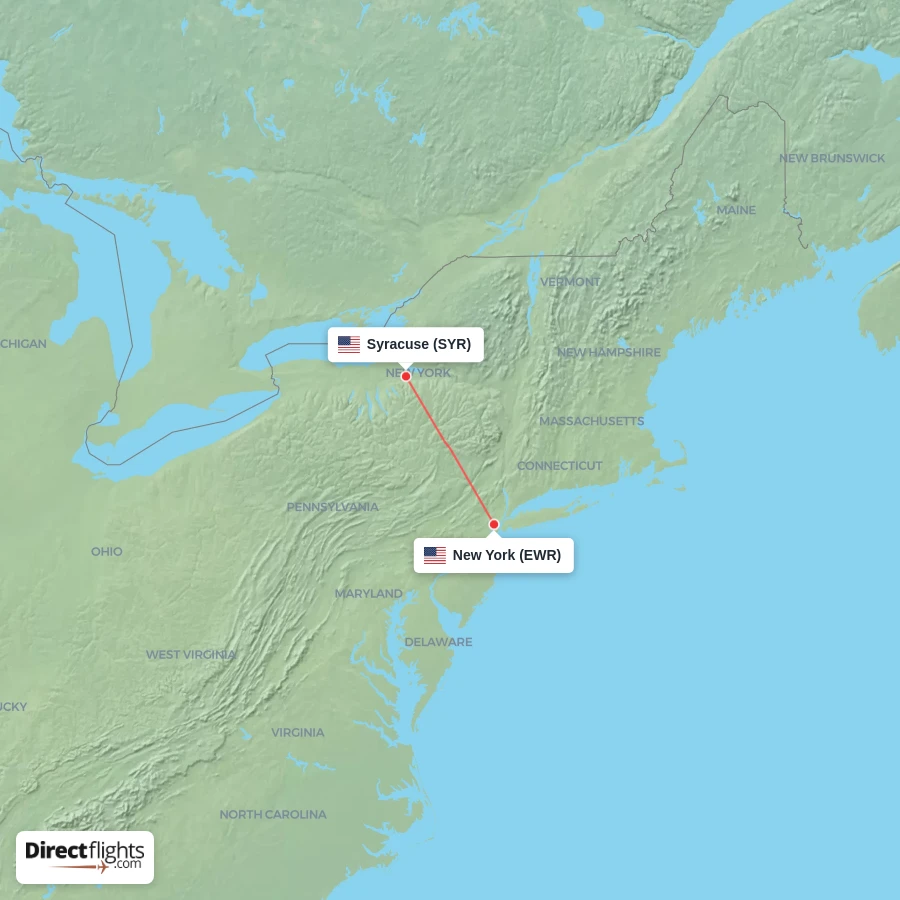 EWR - SYR route map