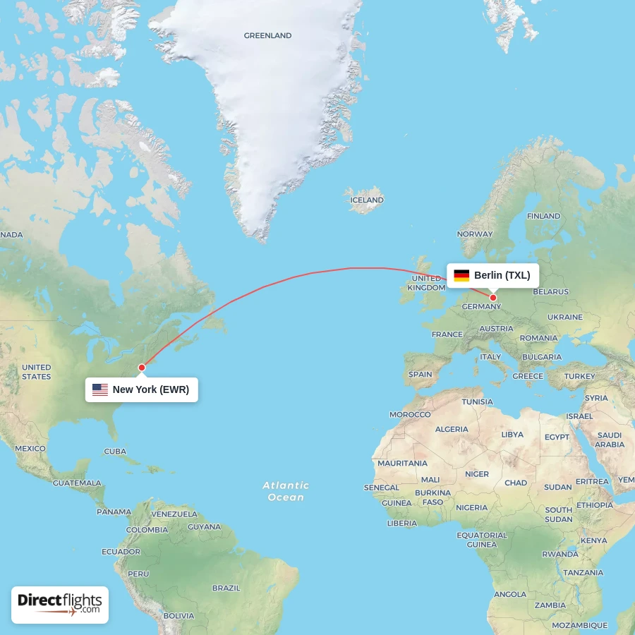 EWR - TXL route map