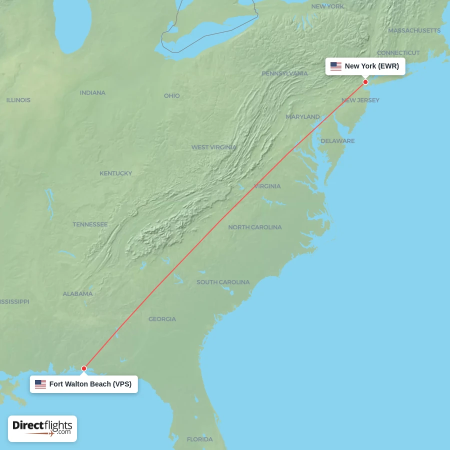 EWR - VPS route map