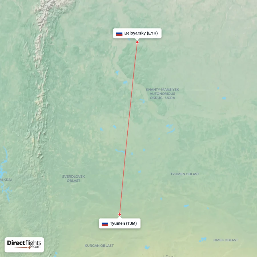 EYK - TJM route map