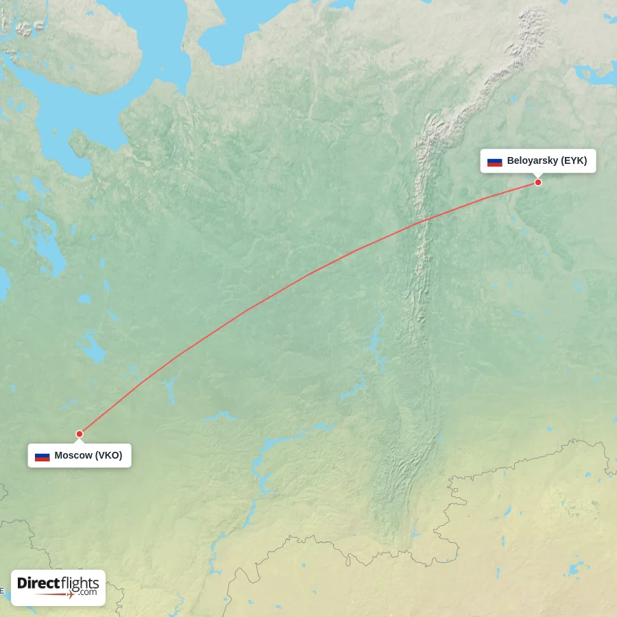 EYK - VKO route map