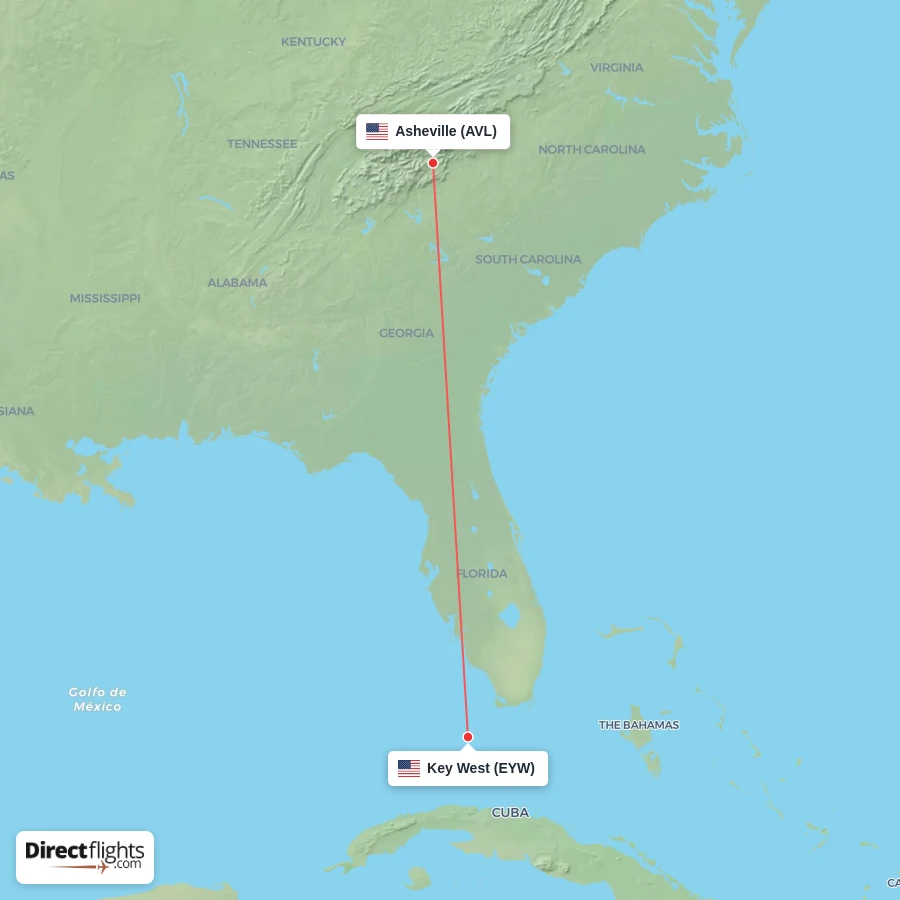 EYW - AVL route map