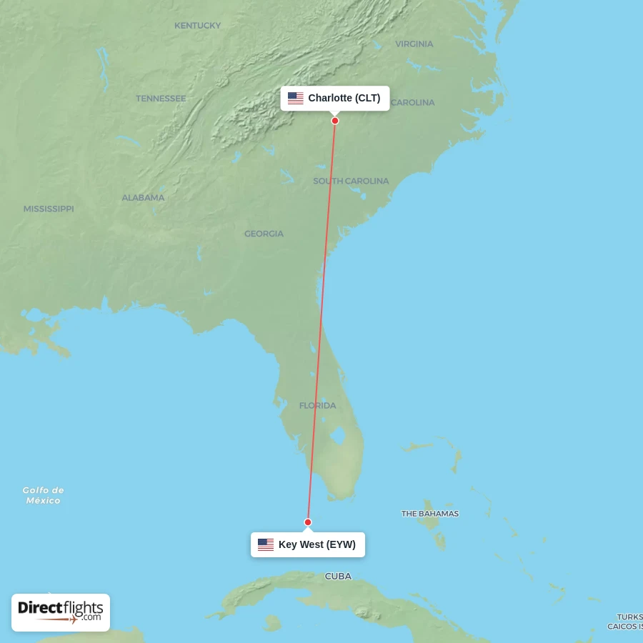 EYW - CLT route map