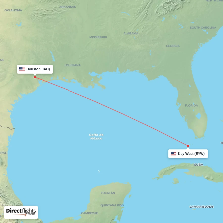 EYW - IAH route map