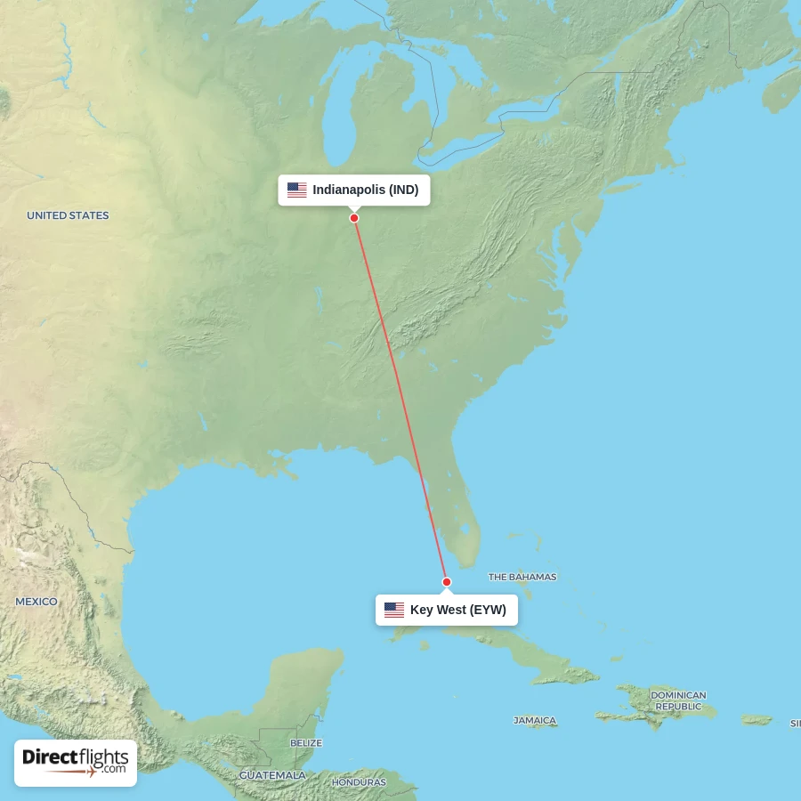 EYW - IND route map