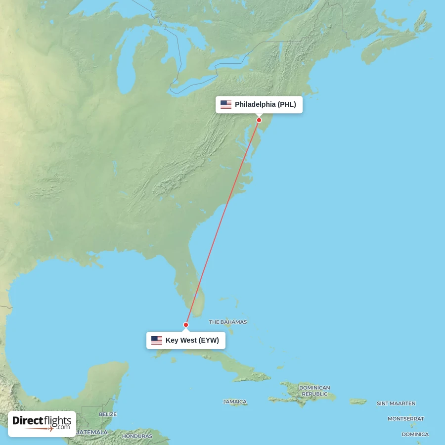 EYW - PHL route map