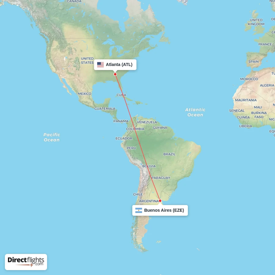 EZE - ATL route map