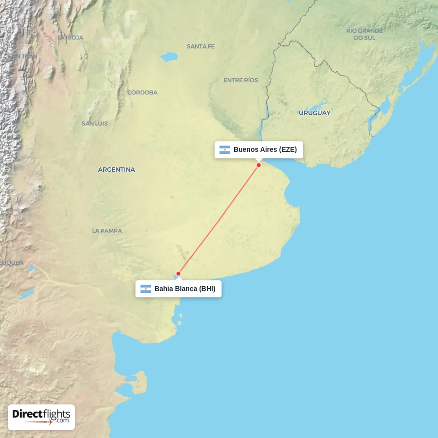 EZE - BHI route map
