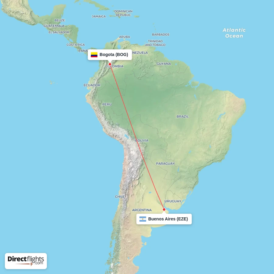 EZE - BOG route map