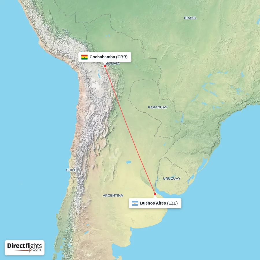EZE - CBB route map