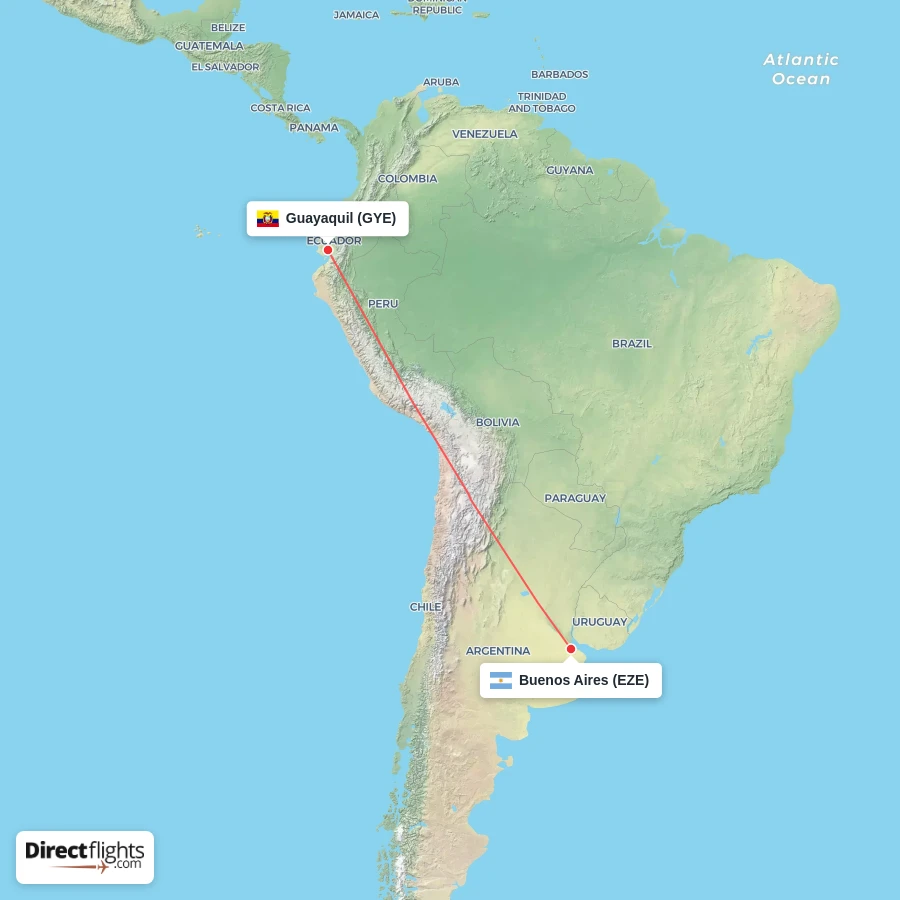 EZE - GYE route map