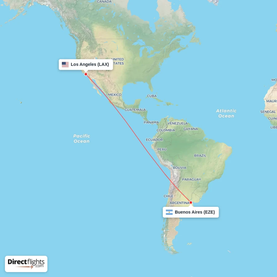 EZE - LAX route map