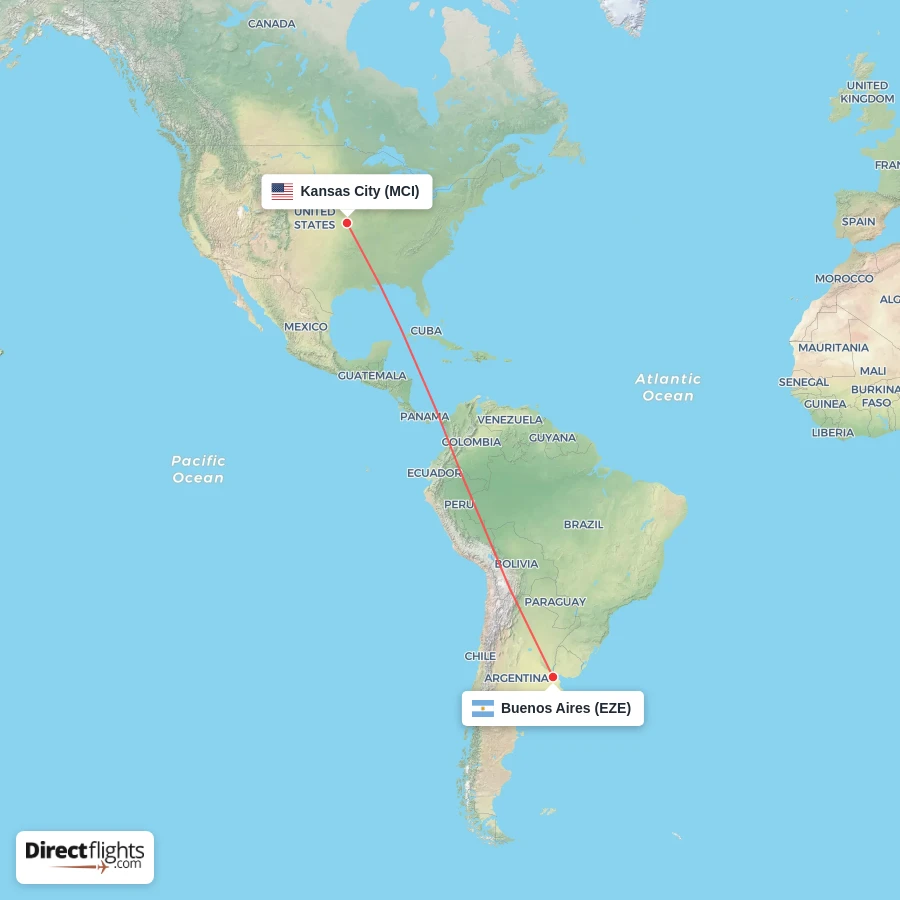 EZE - MCI route map